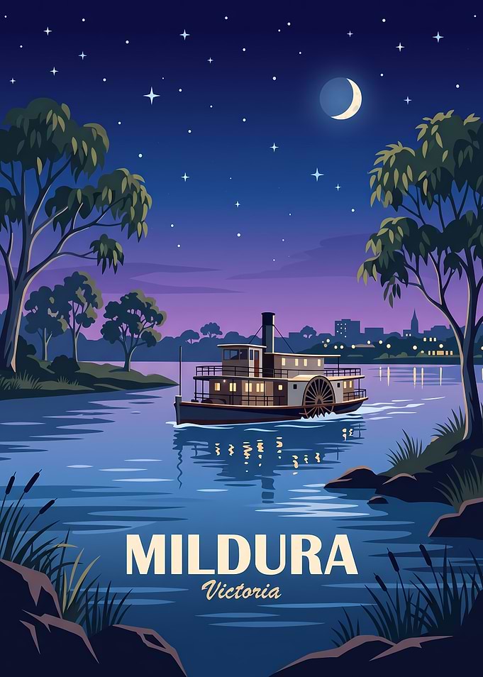 Mildura Victoria Paddle Steamer Travel Poster