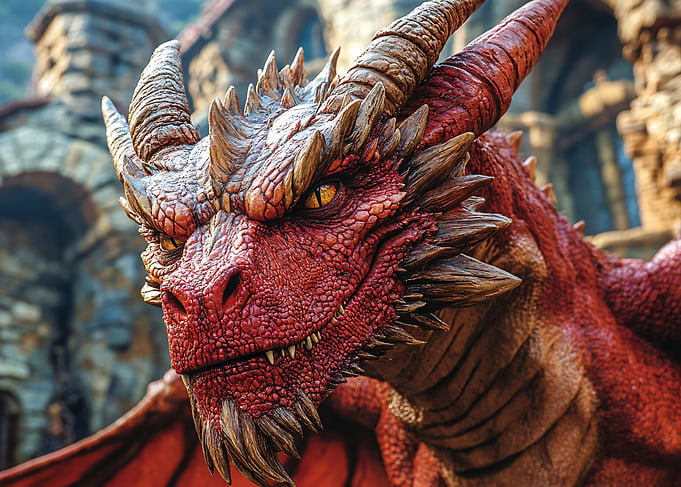 Close-up Portrait of a Red Dragon