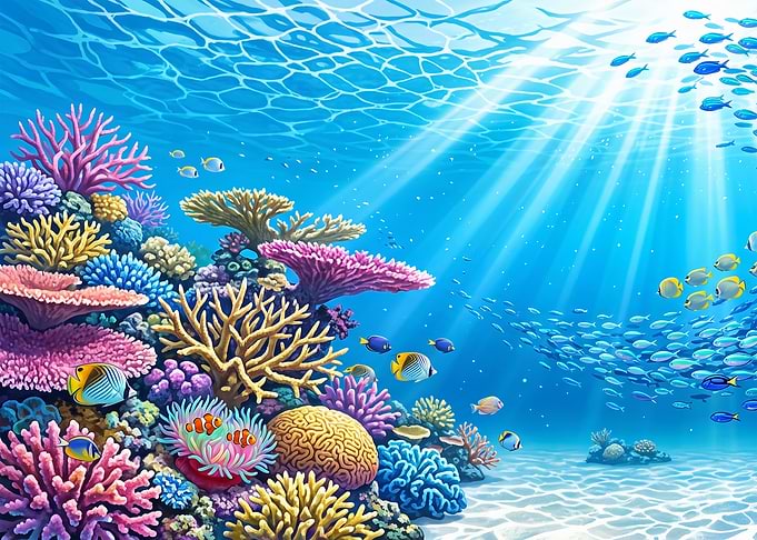 Vibrant Underwater Coral Reef Scene