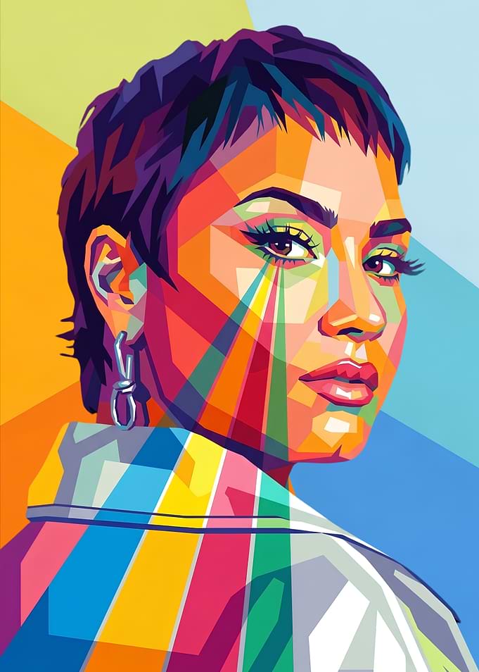 Colorful Pop Art Portrait of Demi Lovato