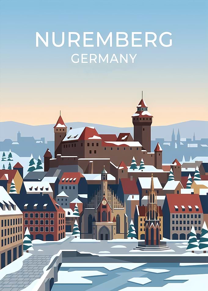 Nuremberg Germany Winter Travel Poster