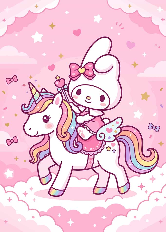 My Melody Riding a Magical Unicorn