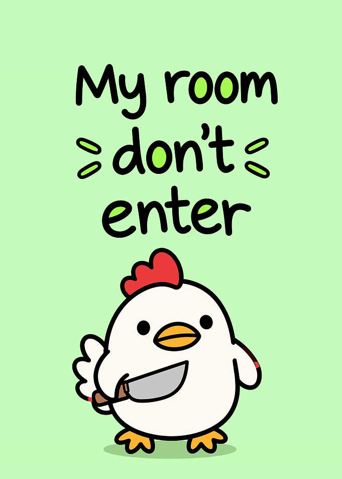 Cute Chicken With Knife Sign