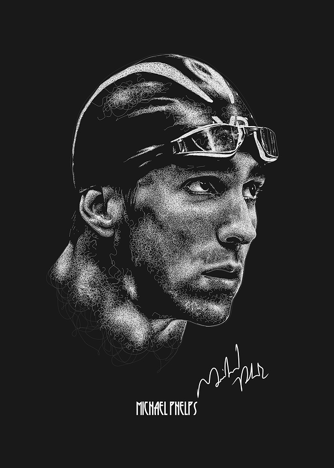Michael Phelps Scribble Art Portrait