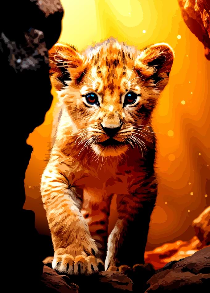 Cute Lion Cub in Golden Light