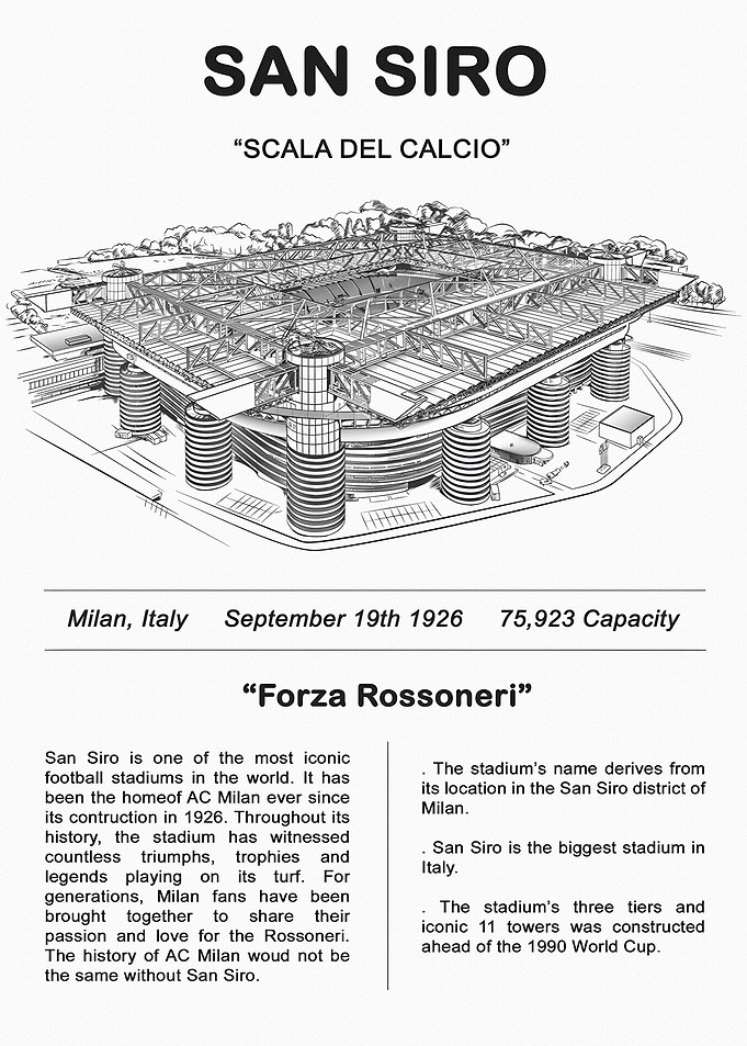 San Siro Stadium Architectural Poster