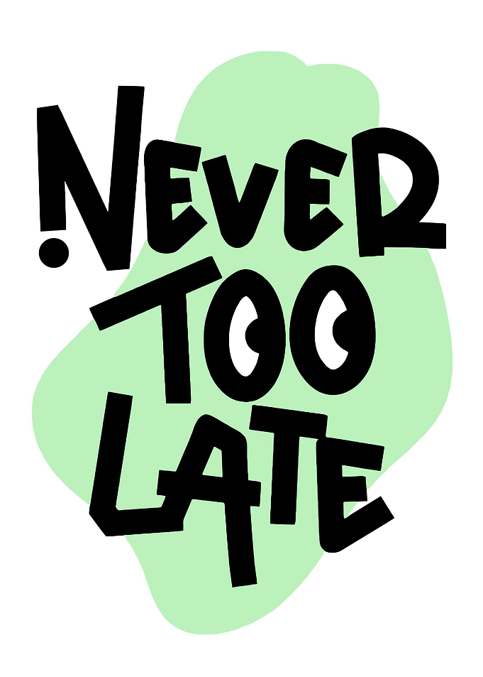 Never Too Late Inspirational Typography
