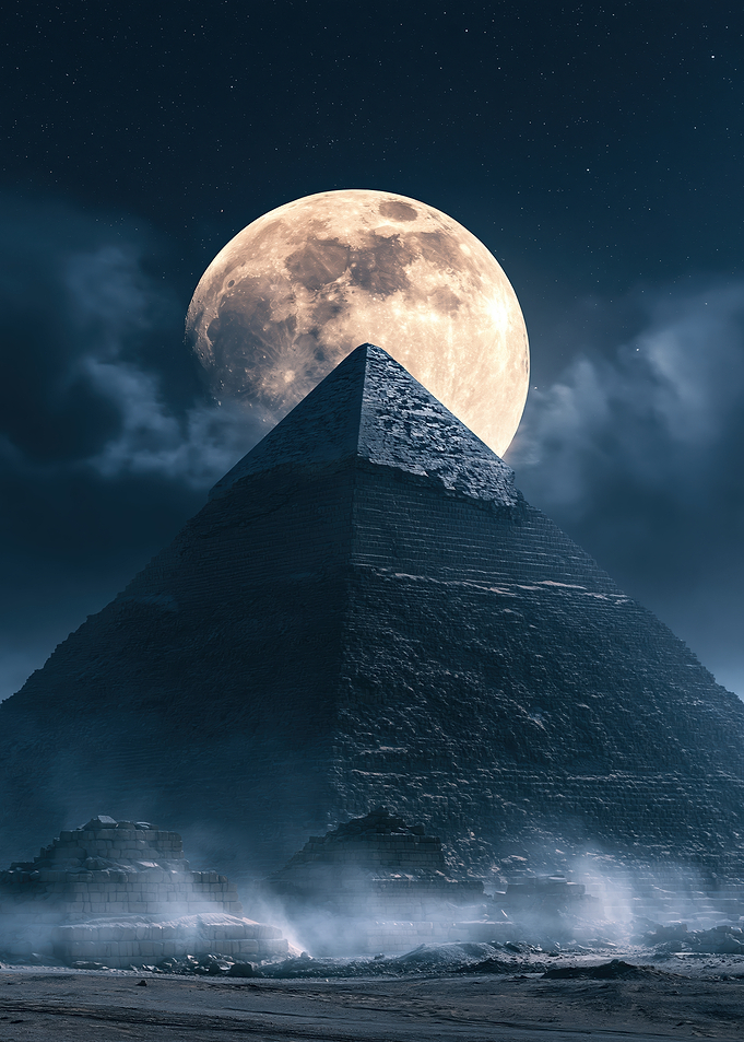 Great Pyramid Under Full Moon
