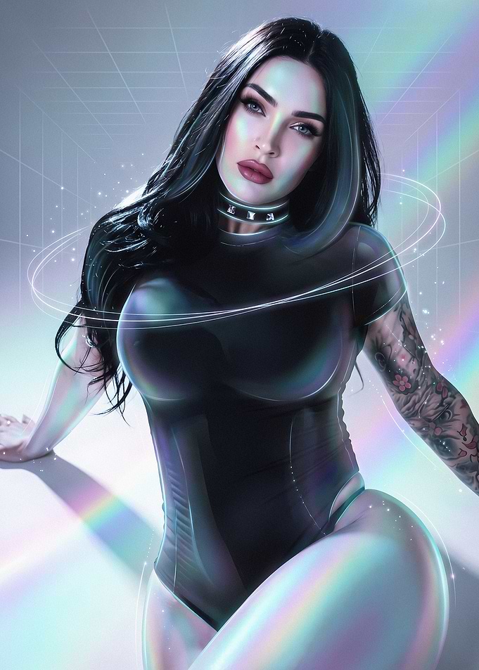 Megan Fox Cyberpunk Style Portrait