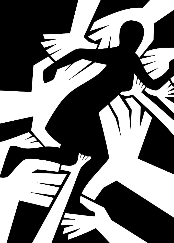 Abstract Silhouette Surrounded by Hands