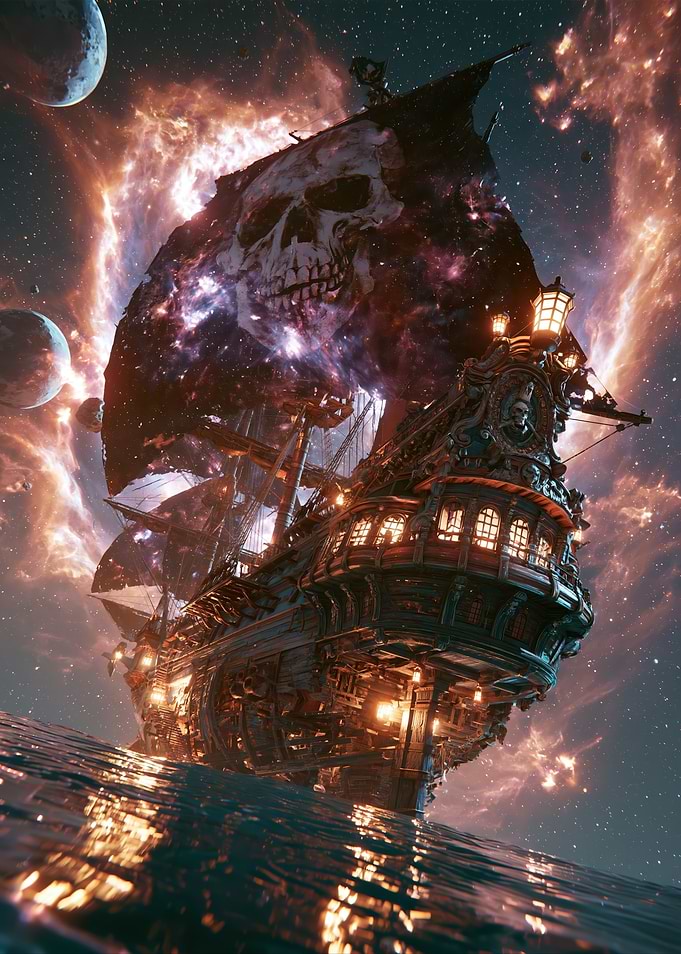 Cosmic Pirate Ship in Deep Space