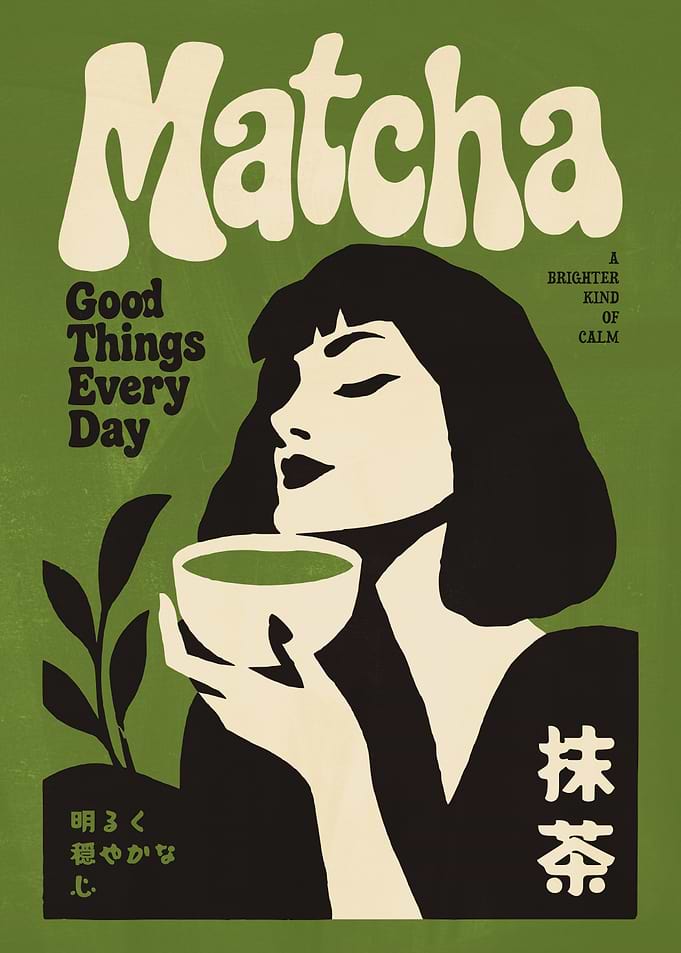 Matcha Tea Retro Poster