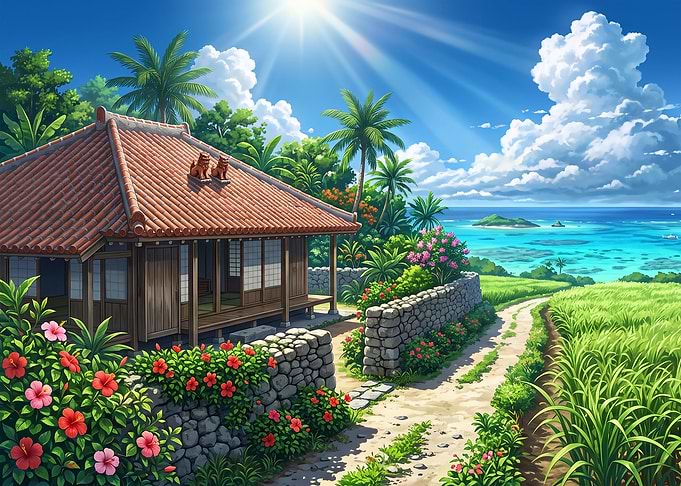 Okinawan Traditional House by the Sea