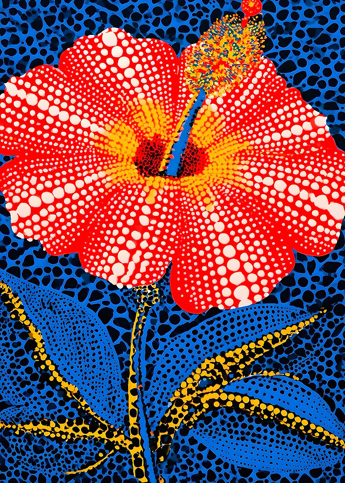 Yayoi Kusama Style Polka Dot Hibiscus