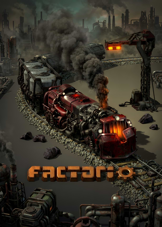 Factorio Steam Locomotive Industrial Scene