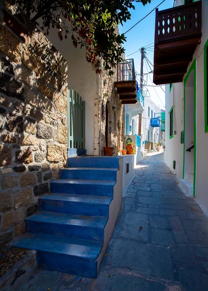 Charming Narrow Alleyway in Greece