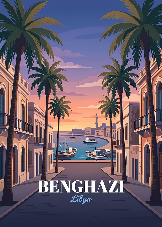 Vintage Travel Poster of Benghazi Libya