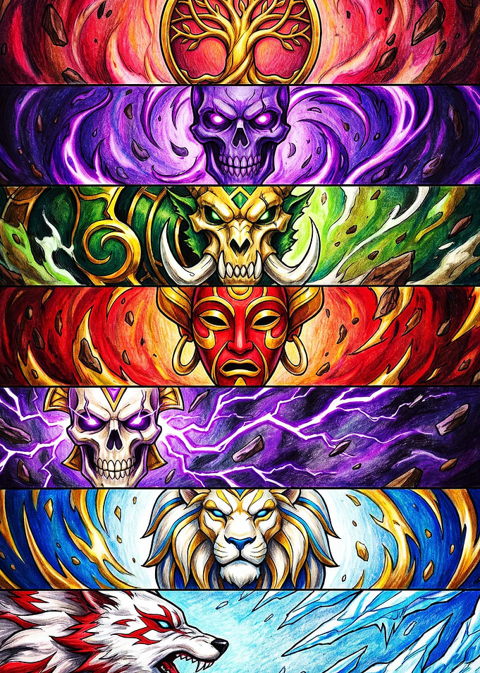 Fantasy Elemental and Mythical Creature Collage