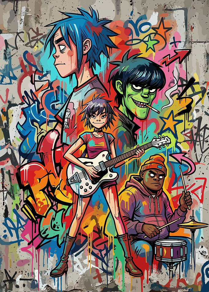 Gorillaz Band Graffiti Art Poster