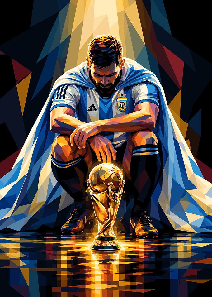 Lionel Messi with World Cup Trophy