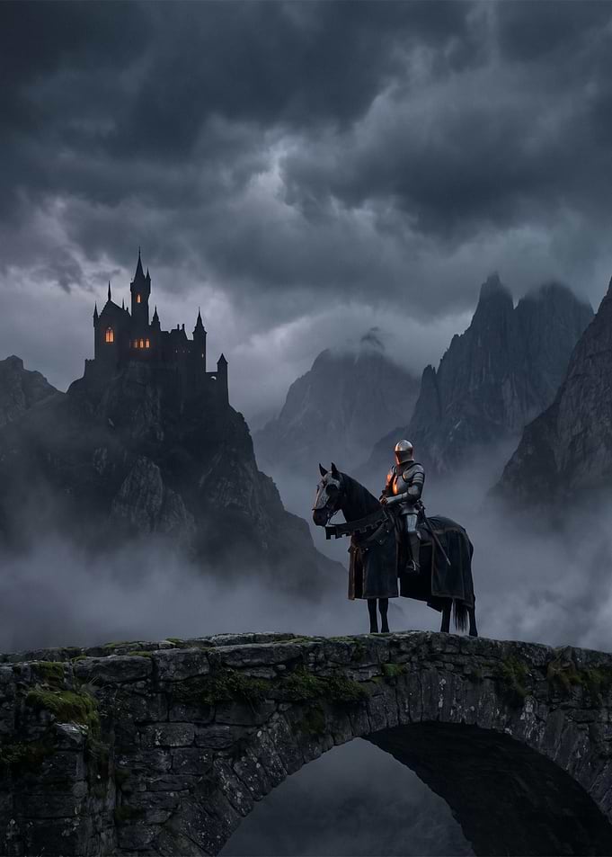 Knight on Horseback Before Dark Castle
