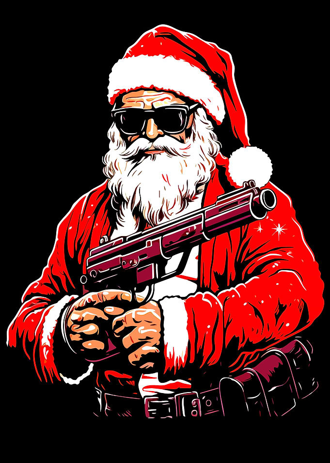 Badass Santa Claus with Gun