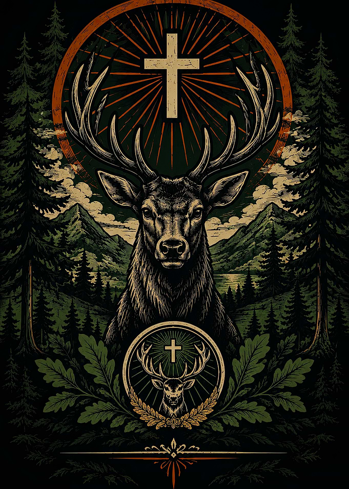 Majestic Stag and Cross Emblem