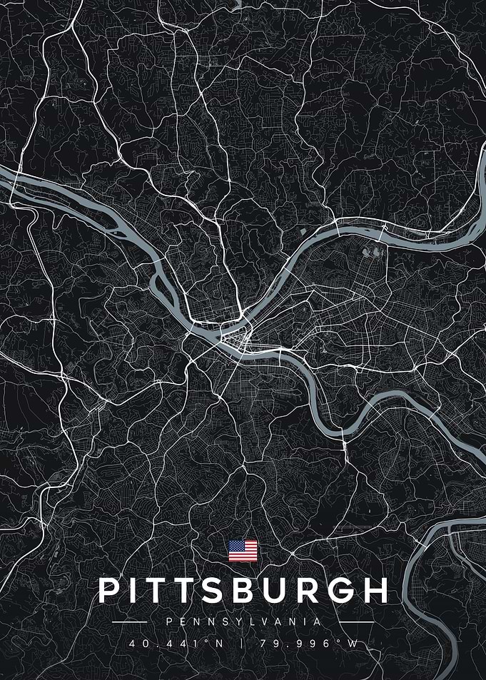 Pittsburgh Pennsylvania City Map Poster