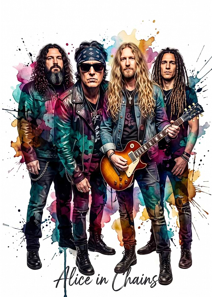 Alice in Chains Watercolor Band Portrait
