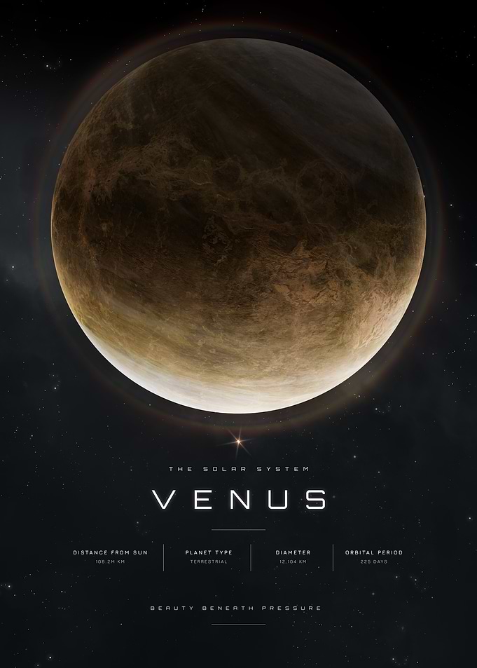 Venus Solar System Infographic Poster