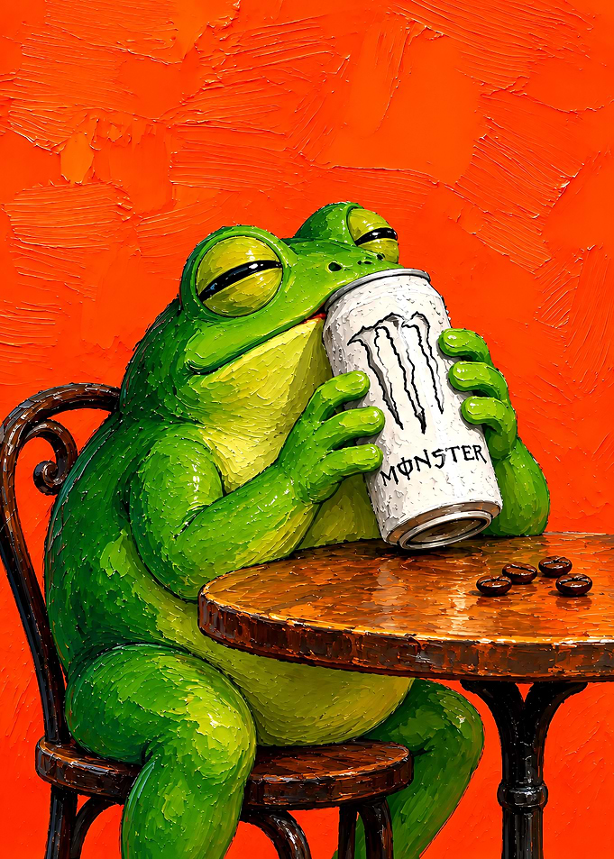 Frog Drinking Monster Energy Drink