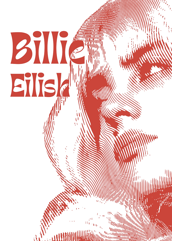 Billie Eilish Red Line Art Poster