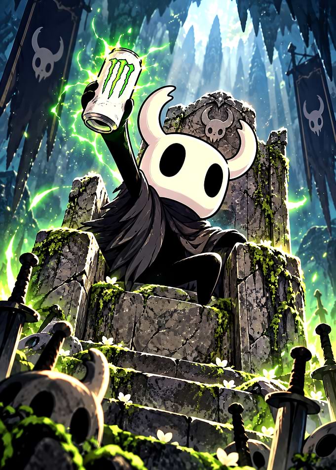 Hollow Knight Drinking Monster Energy