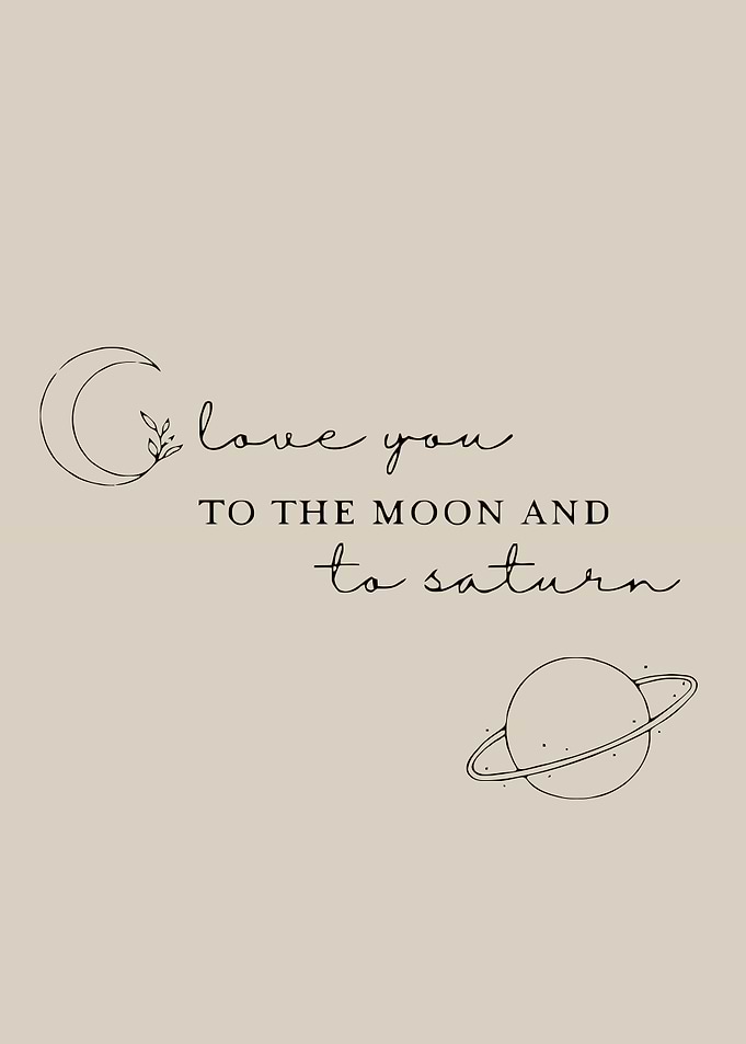 Minimalist Love You to Saturn Poster
