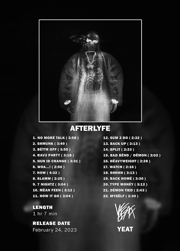 Yeat Afterlyfe Album Tracklist Poster
