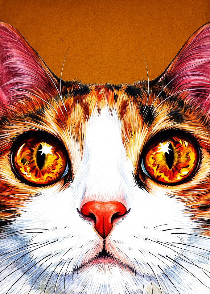Close-up Portrait of a Calico Cat