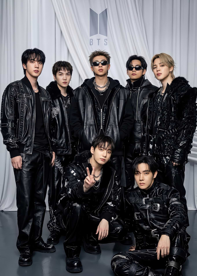 BTS Group Portrait in Black Leather