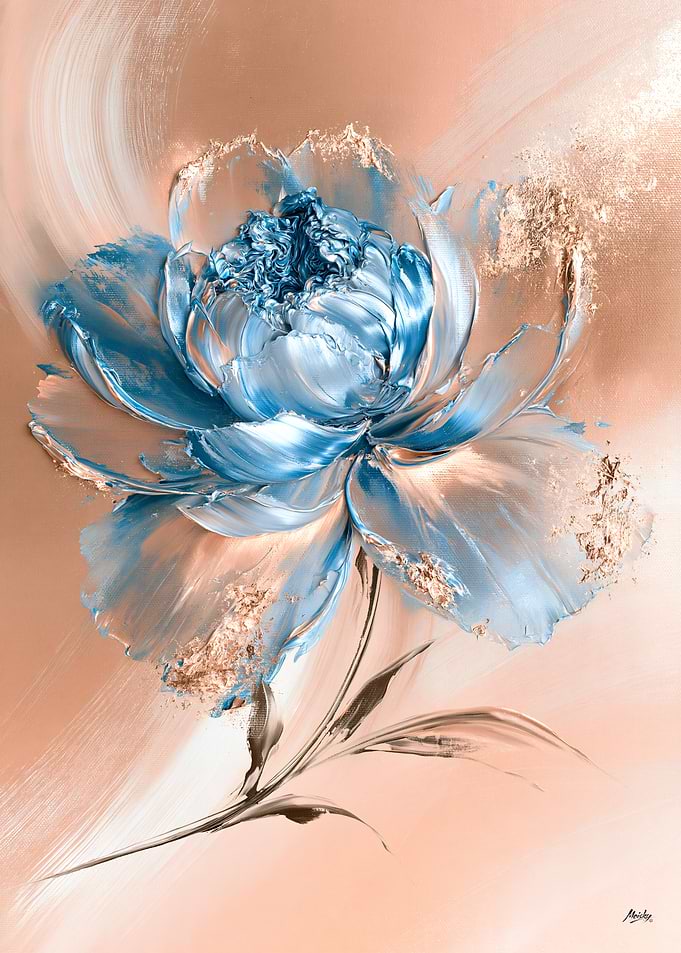 Botan Blue Peony in Mineral Blush