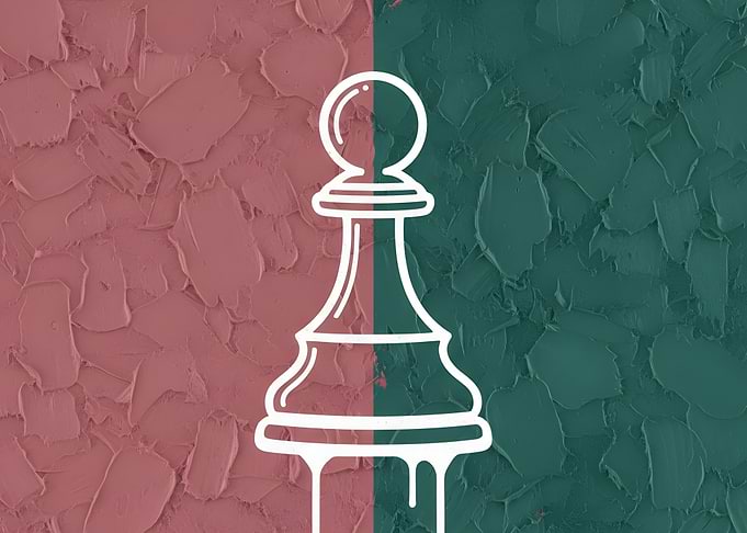 Split Color Chess Pawn Minimalist Art