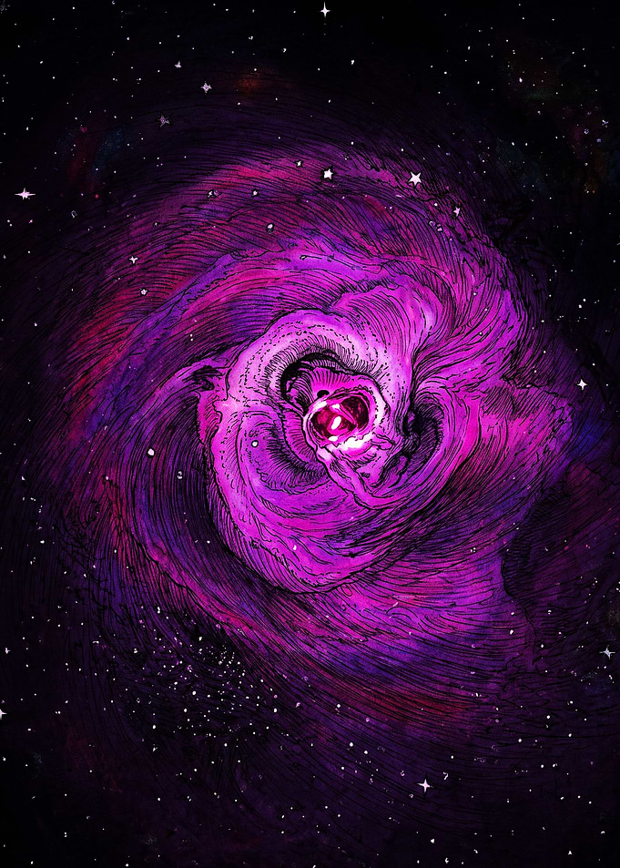 Vibrant Purple Spiral Galaxy Illustration