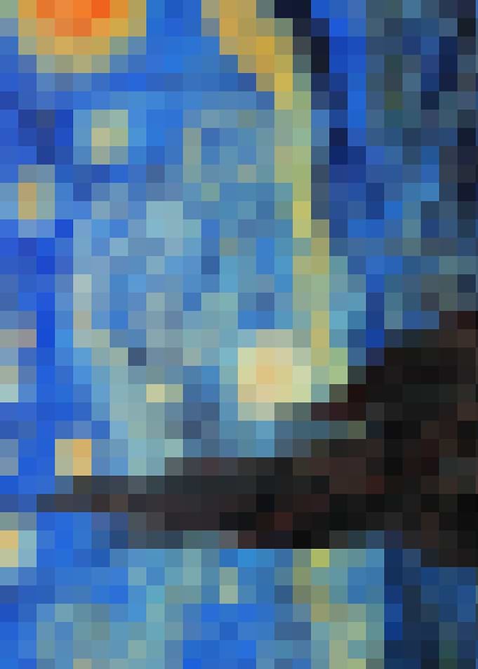 Pixelated Starry Night Art