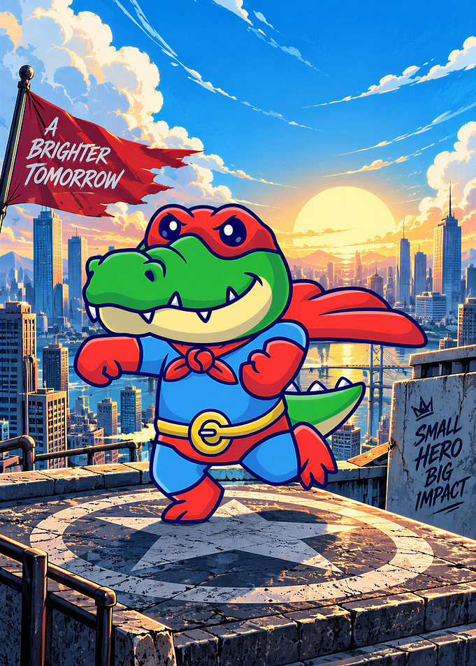 Superhero Crocodile Cartoon Illustration