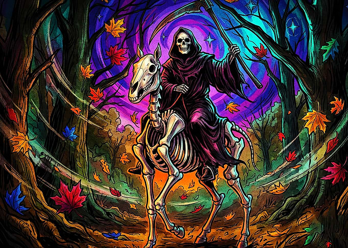 Grim Reaper Riding Skeletal Horse