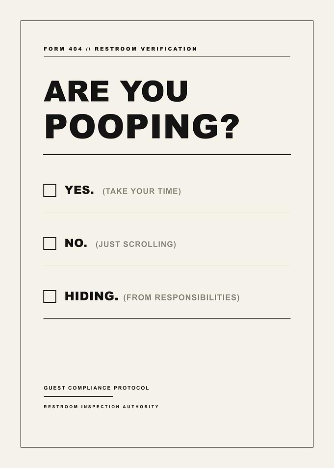 ARE YOU POOPING? Funny Restroom Inspection Survey Poster