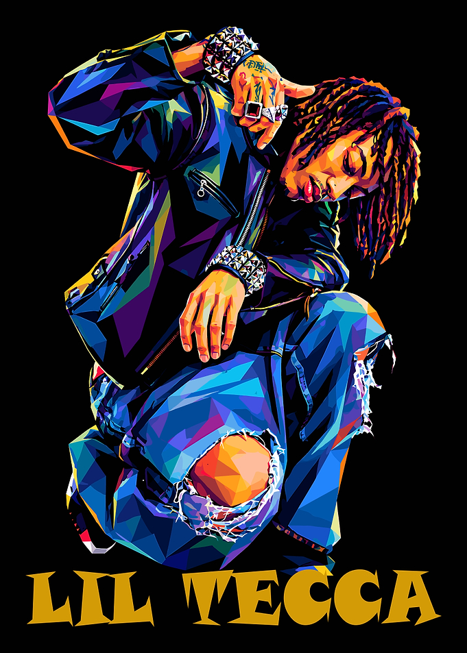 Lil Tecca Low Poly Art Portrait