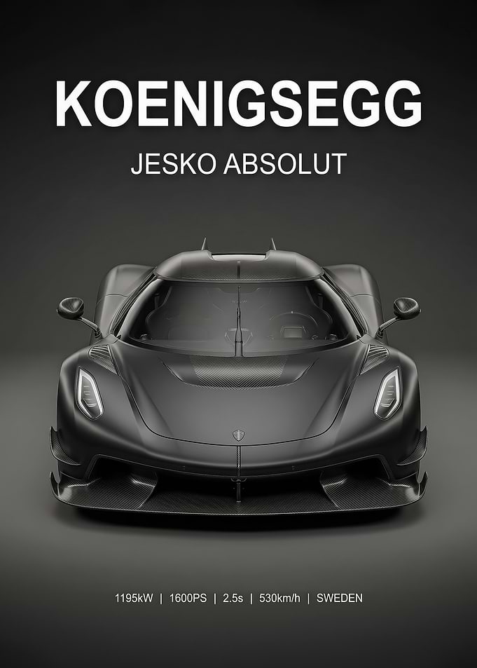 black sleek Jesko Absolut Hypercar car Poster