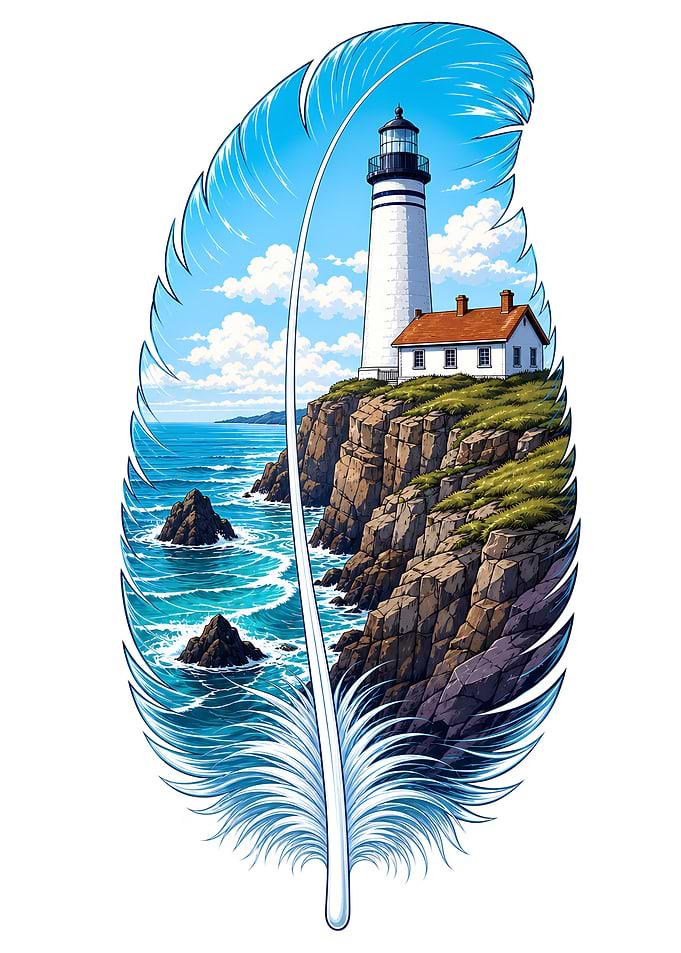 Lighthouse Coastal Sea Beach Inside Feather
