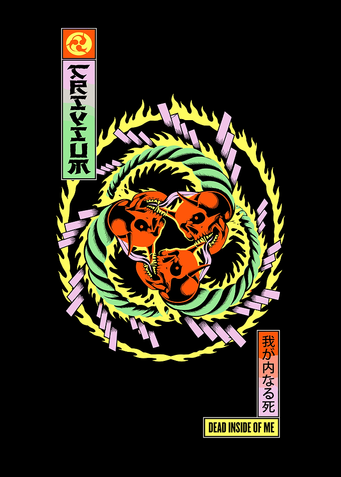 Dead Inside Japanese Skull Art