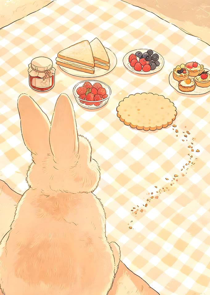 Cute Bunny Having a Picnic
