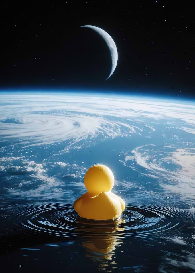 Rubber Duck Floating in Space
